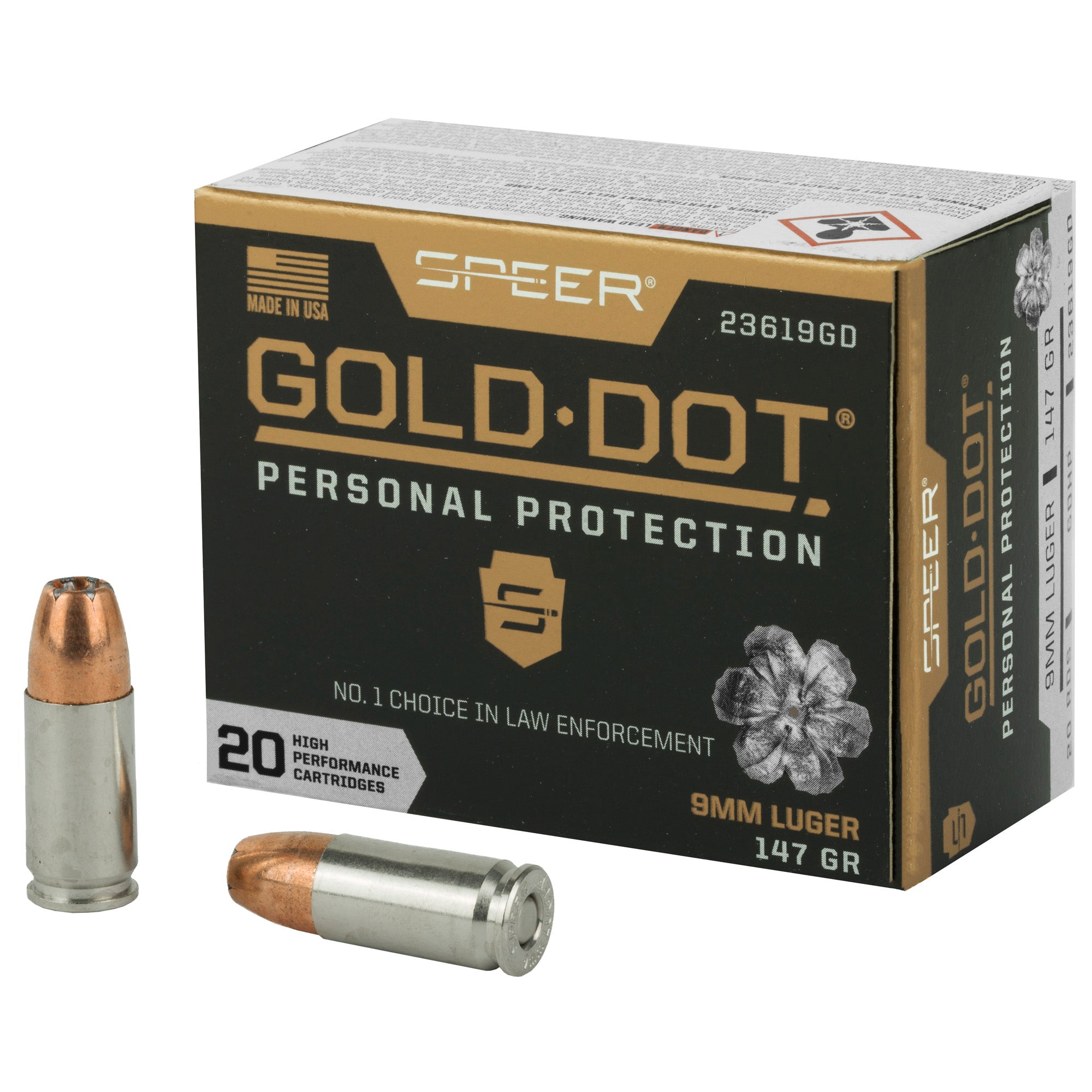 Speer Gold Dot 9mm 147 Grain Hollow Point Ammunition - Reliable Self-Defense Load