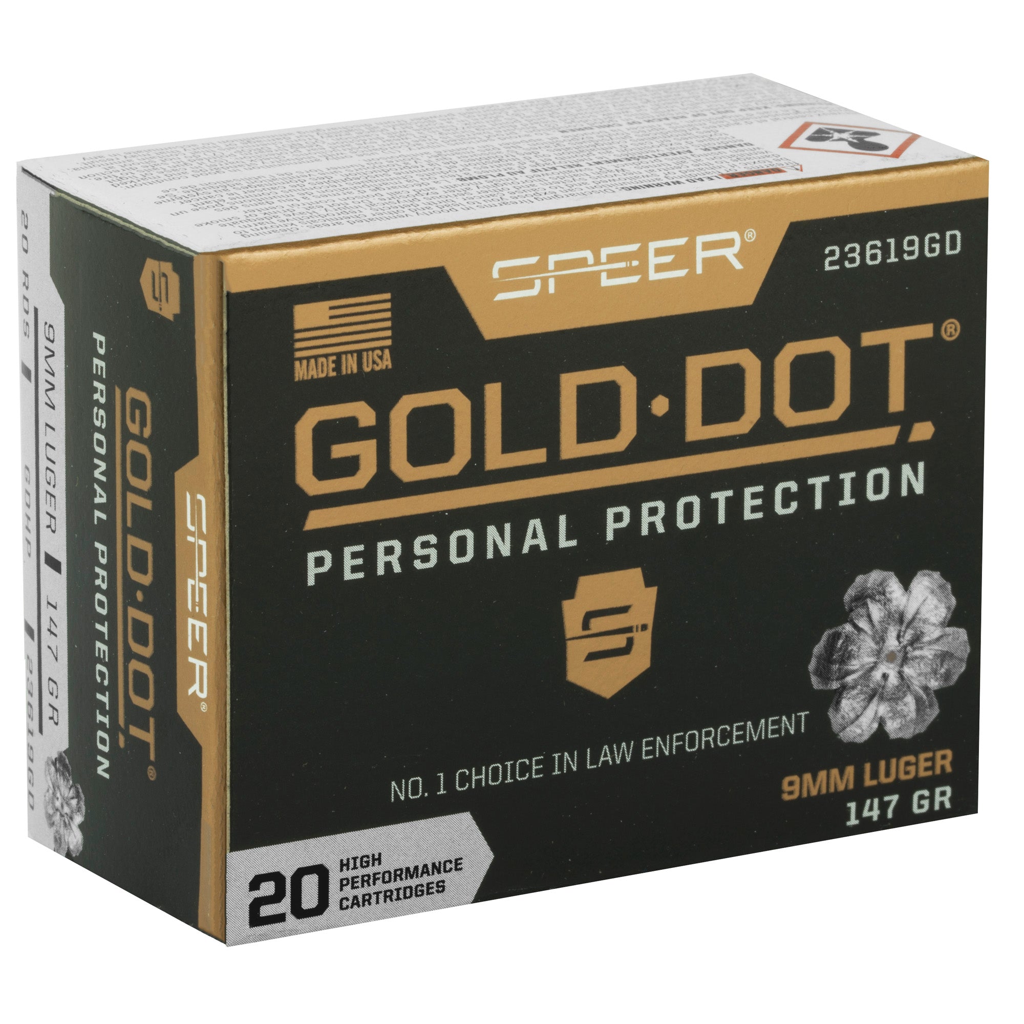 Speer Gold Dot 9mm 147 Grain Hollow Point Ammunition - Reliable Self-Defense Load