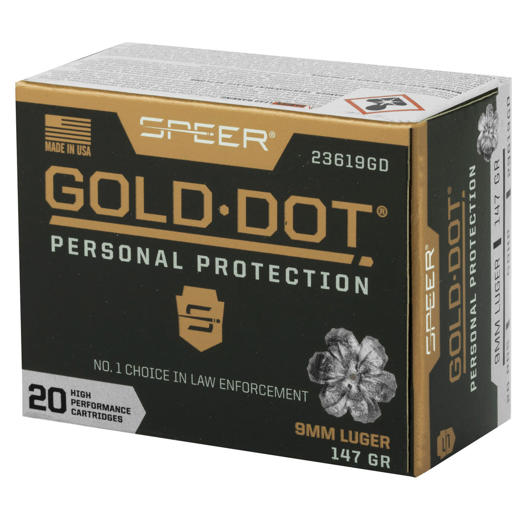 Speer Gold Dot 9mm 147 Grain Hollow Point Ammunition - Reliable Self-Defense Load