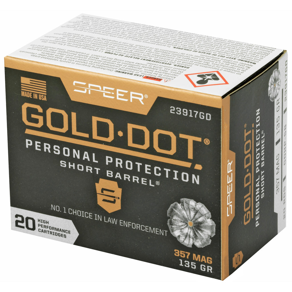 Speer Ammunition Gold Dot .357 Magnum 135-Grain Hollow Point (20 rounds per box, 200 per case)