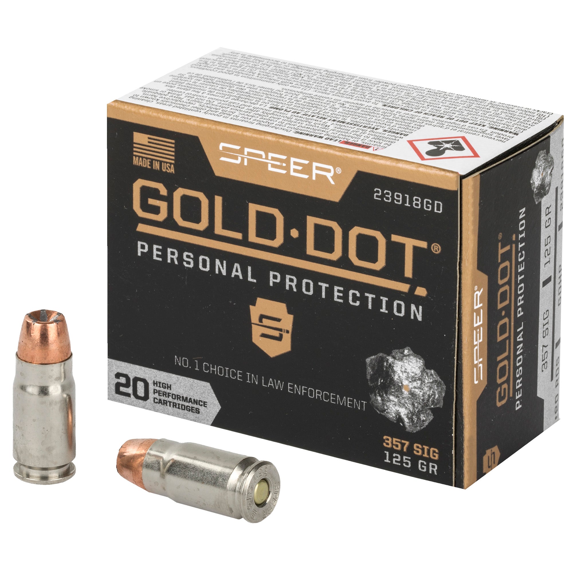 Speer Gold Dot .357 Sig 125-Grain Hollow Point Ammunition (20 rounds per box, 200 per case)