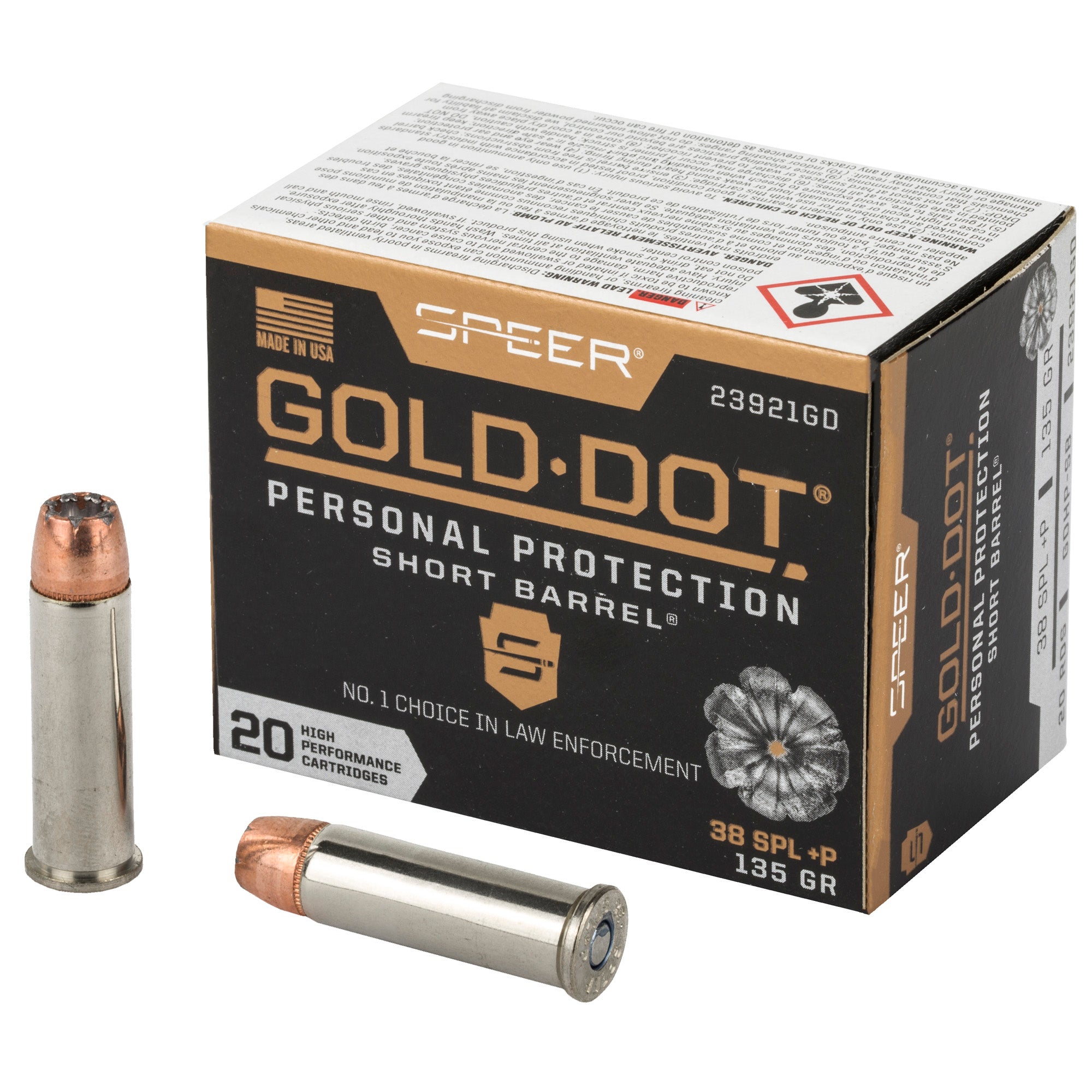 Speer Gold Dot 38 Special 135 Grain Hollow Point Ammunition - Reliable Self-Defense Choice