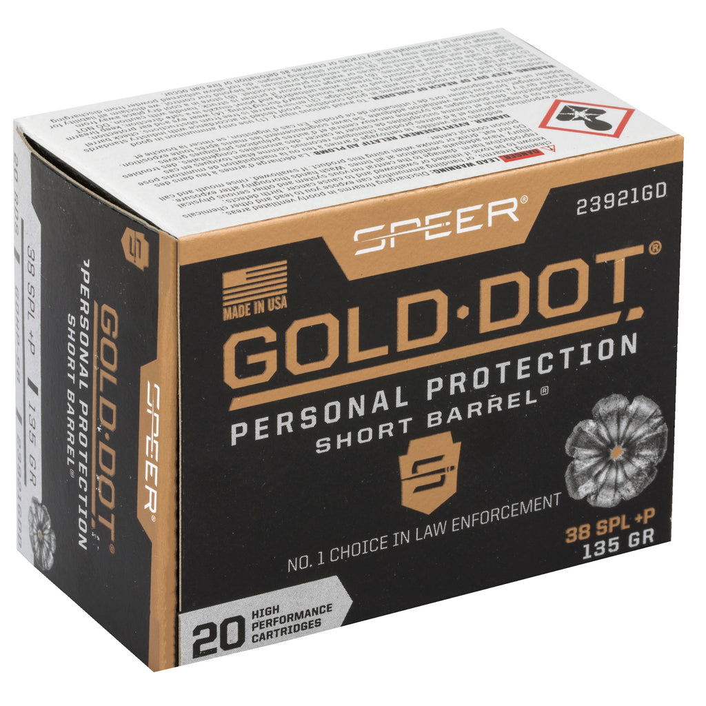 Speer Gold Dot 38 Special 135 Grain Hollow Point Ammunition - Reliable Self-Defense Choice
