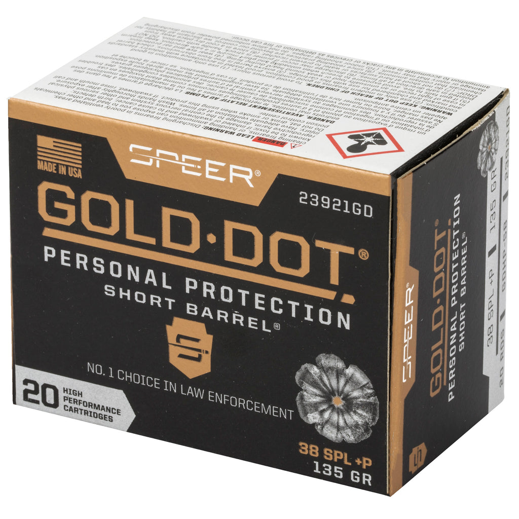 Speer Gold Dot 38 Special 135 Grain Hollow Point Ammunition - Reliable Self-Defense Choice