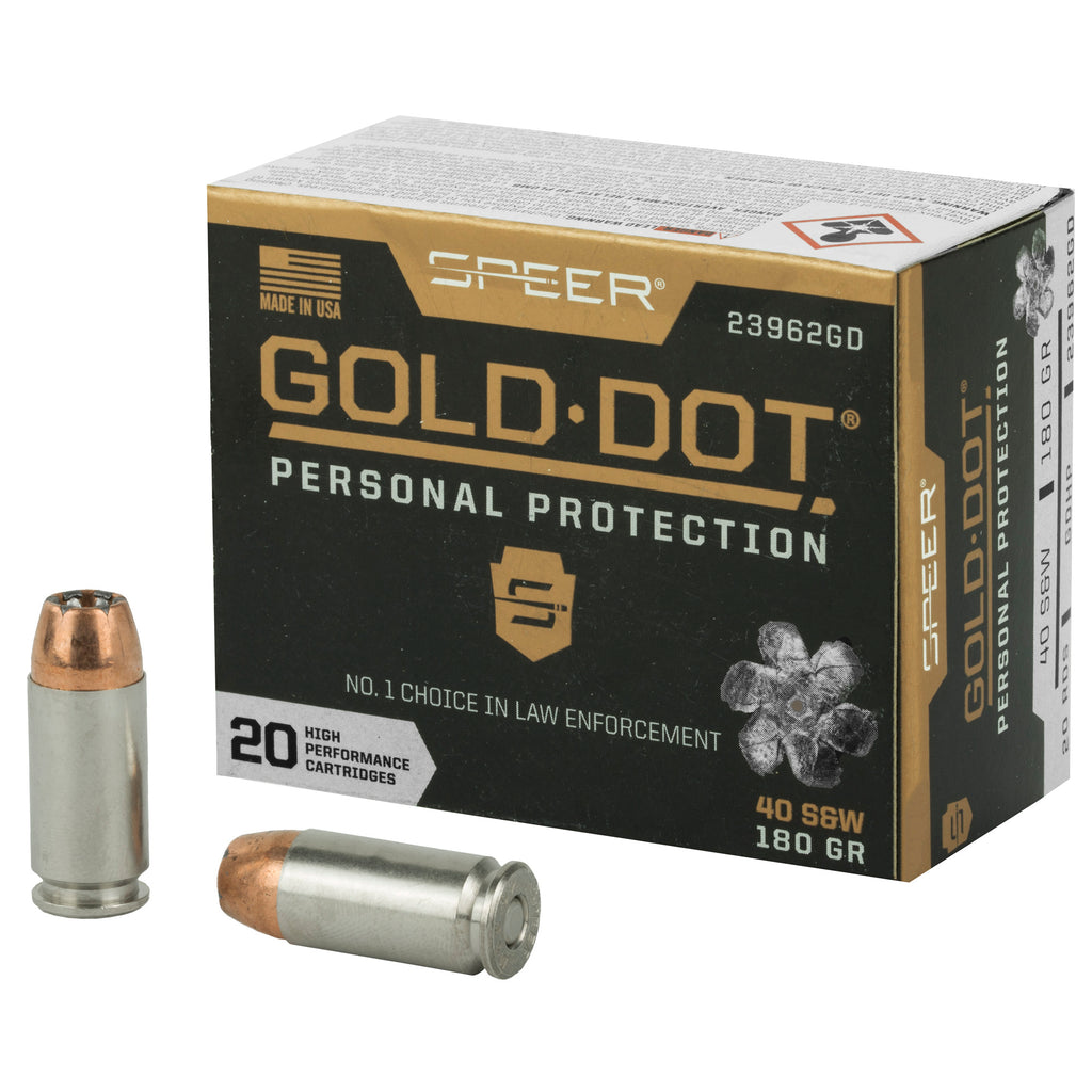 Speer Ammunition Gold Dot 40 S&W 180-Grain Hollow Point Ammunition – Reliable Self-Defense Performance