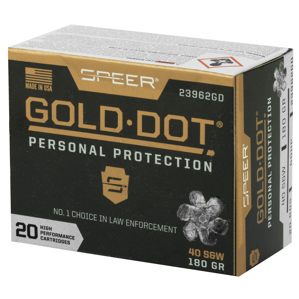 Speer Ammunition Gold Dot 40 S&W 180-Grain Hollow Point Ammunition – Reliable Self-Defense Performance