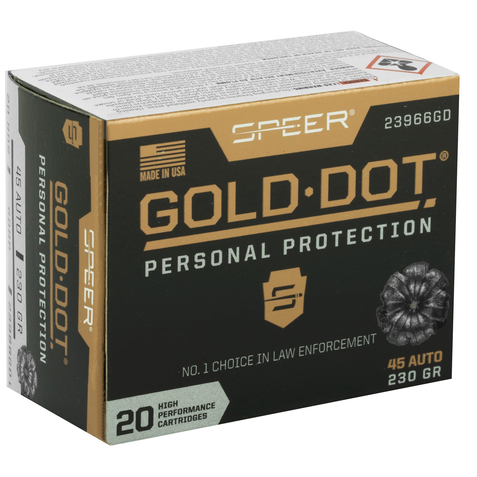 Speer Gold Dot 45 ACP 230-Grain Hollow Point Ammunition (20 Rounds per Box, 200 per Case)