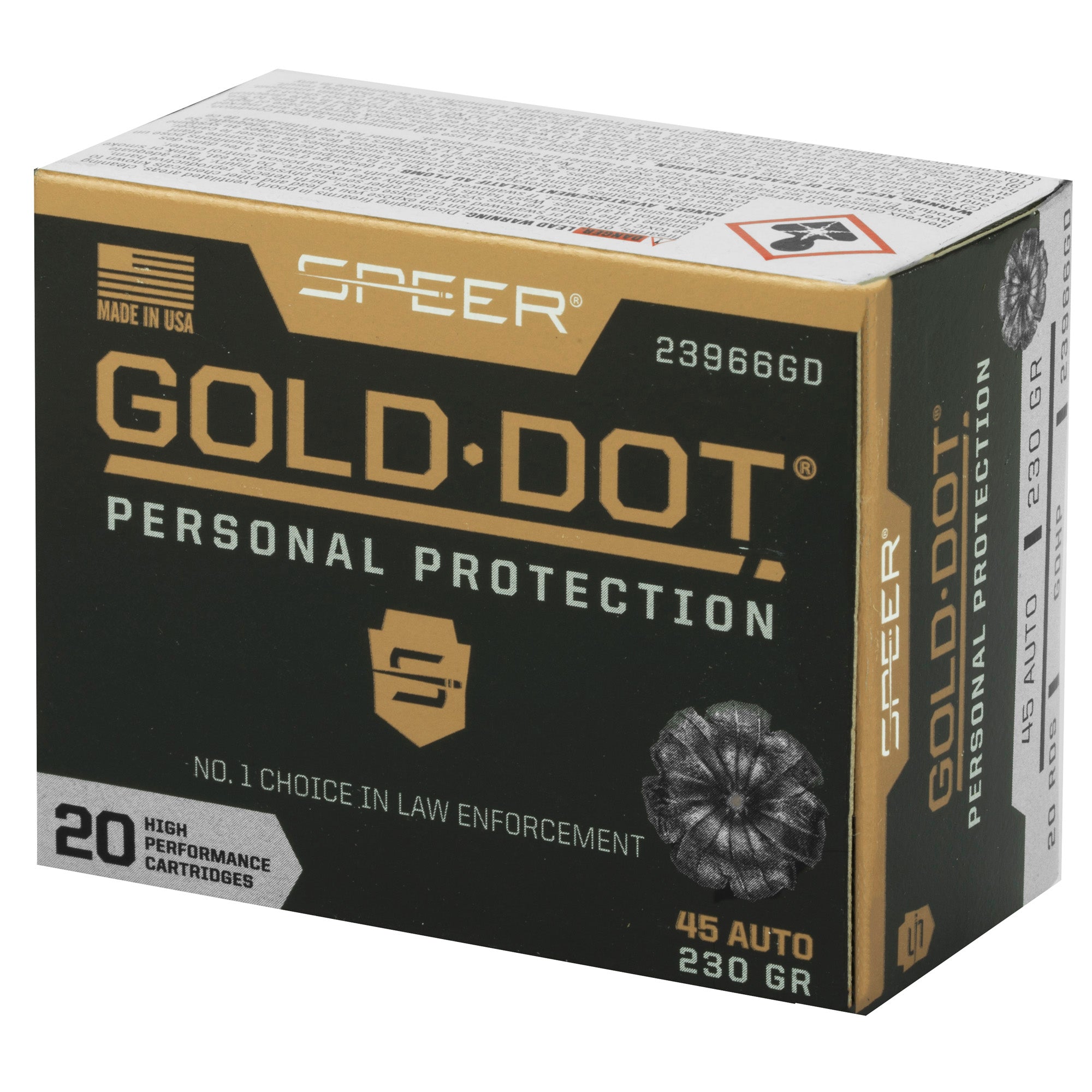 Speer Gold Dot 45 ACP 230-Grain Hollow Point Ammunition (20 Rounds per Box, 200 per Case)
