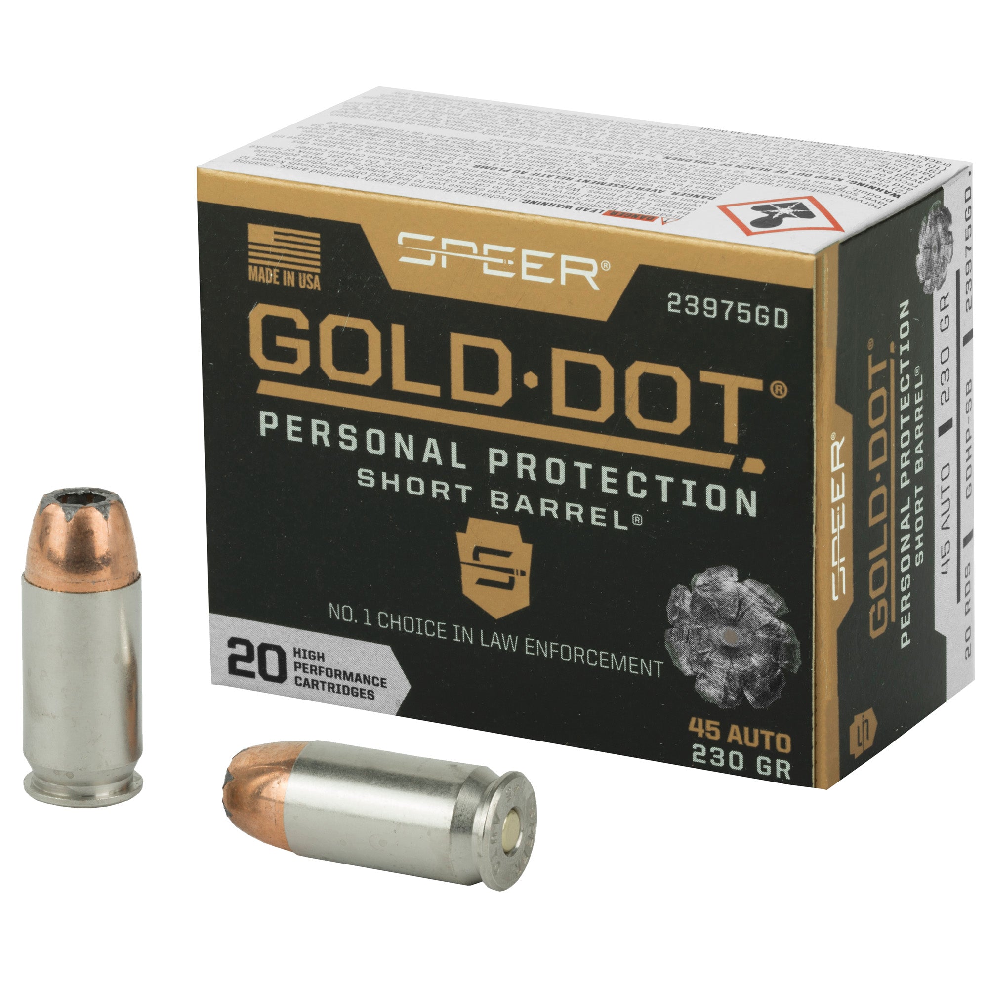 Speer Ammunition Gold Dot 45 ACP 230-Grain Hollow Point Ammunition (20 Rounds per Box)