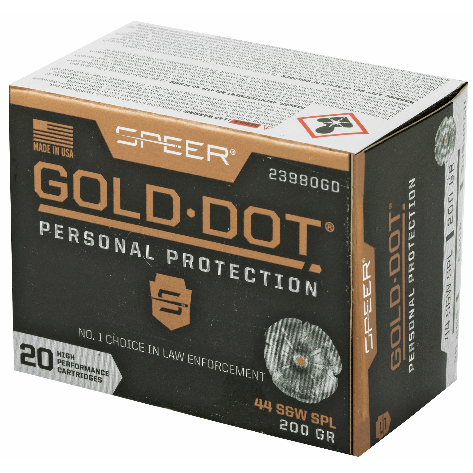 Speer Gold Dot 44 Special 200-Grain Hollow Point Ammunition - Reliable Self-Defense Load