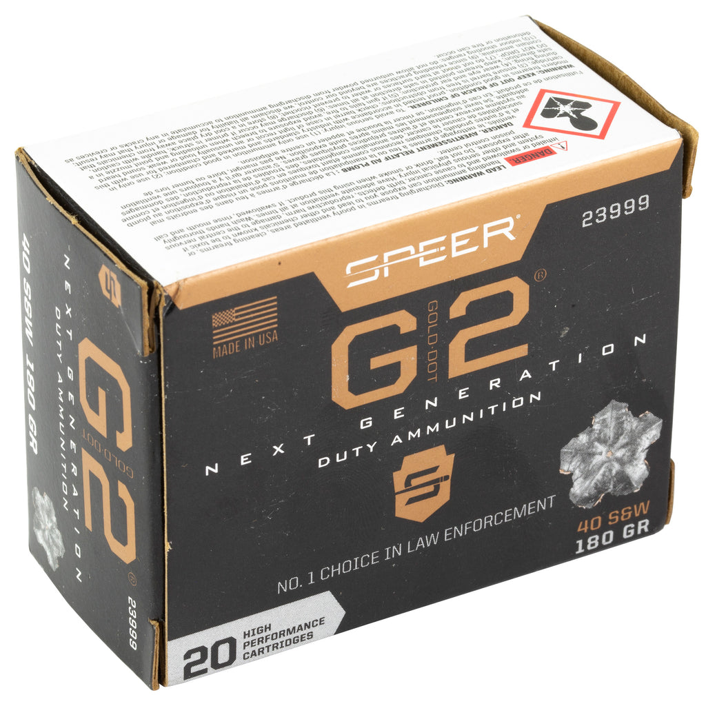 Speer Ammunition Gold Dot G2 40 S&W 180-Grain Hollow Point Ammunition - 20 Rounds per Box