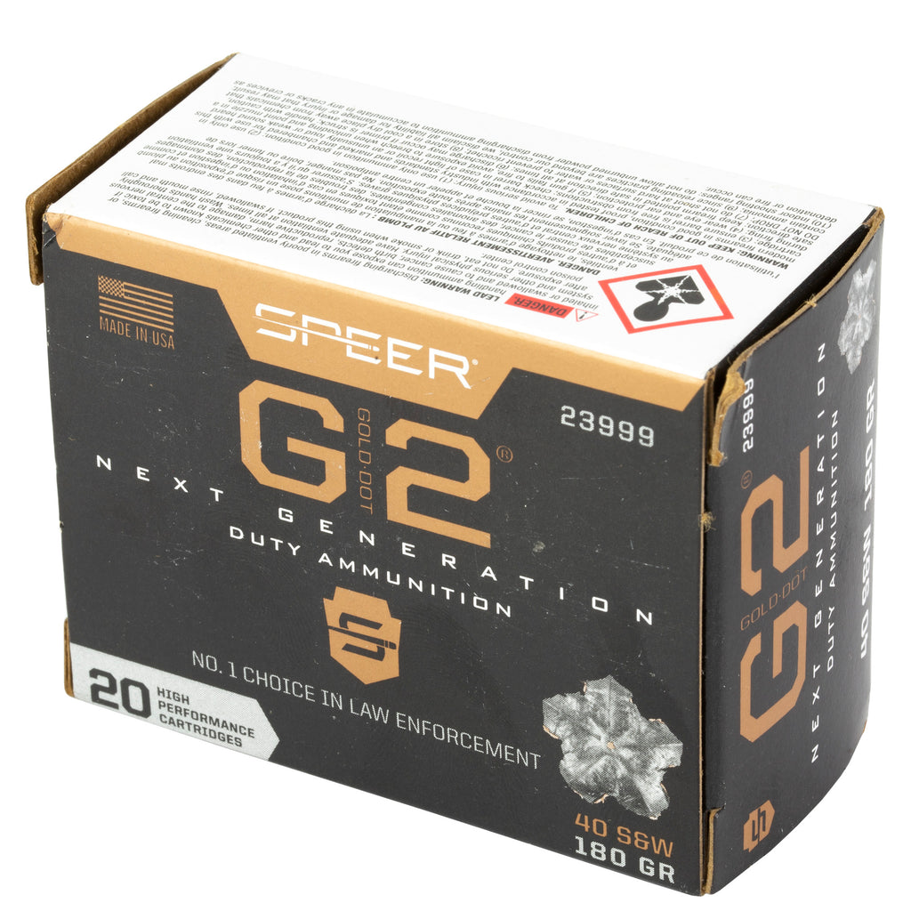 Speer Ammunition Gold Dot G2 40 S&W 180-Grain Hollow Point Ammunition - 20 Rounds per Box