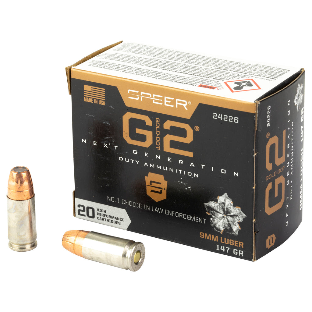 Speer Ammunition Gold Dot G2 9mm 147-Grain Hollow Point Ammo (20/200)
