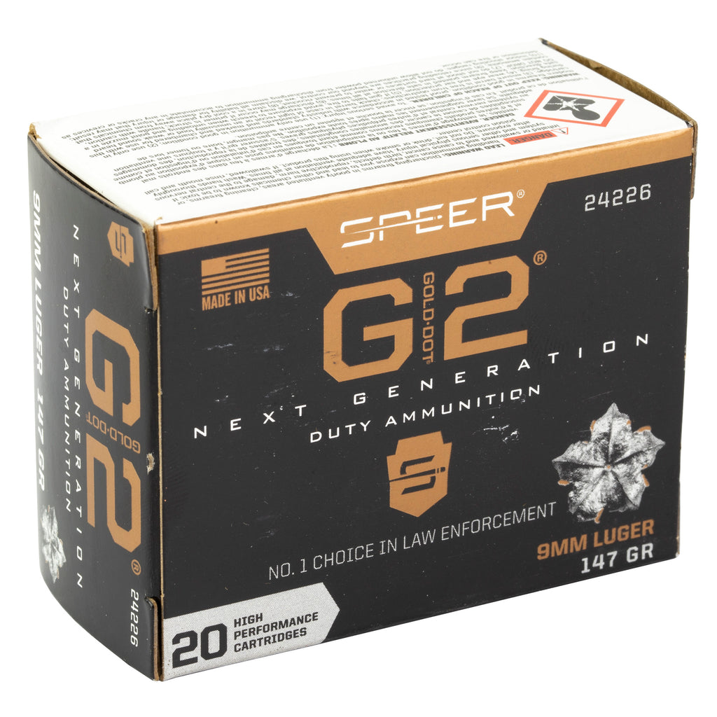 Speer Ammunition Gold Dot G2 9mm 147-Grain Hollow Point Ammo (20/200)