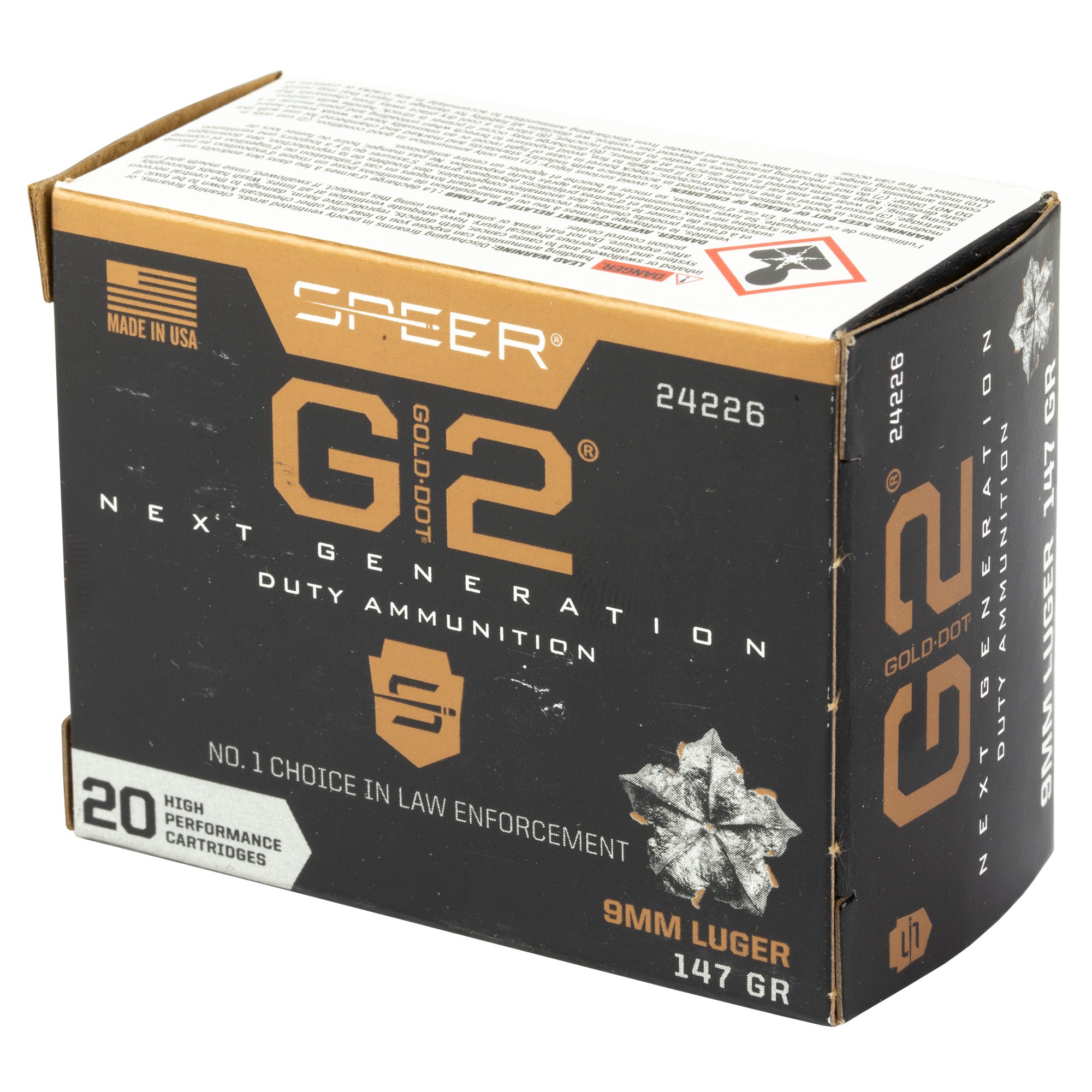 Speer Ammunition Gold Dot G2 9mm 147-Grain Hollow Point Ammo (20/200)