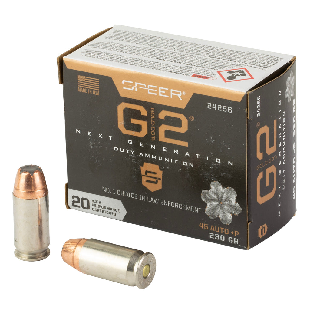 Speer Ammunition Gold Dot G2 45 ACP 230-Grain Hollow Point Ammunition - Box of 20, Case of 200