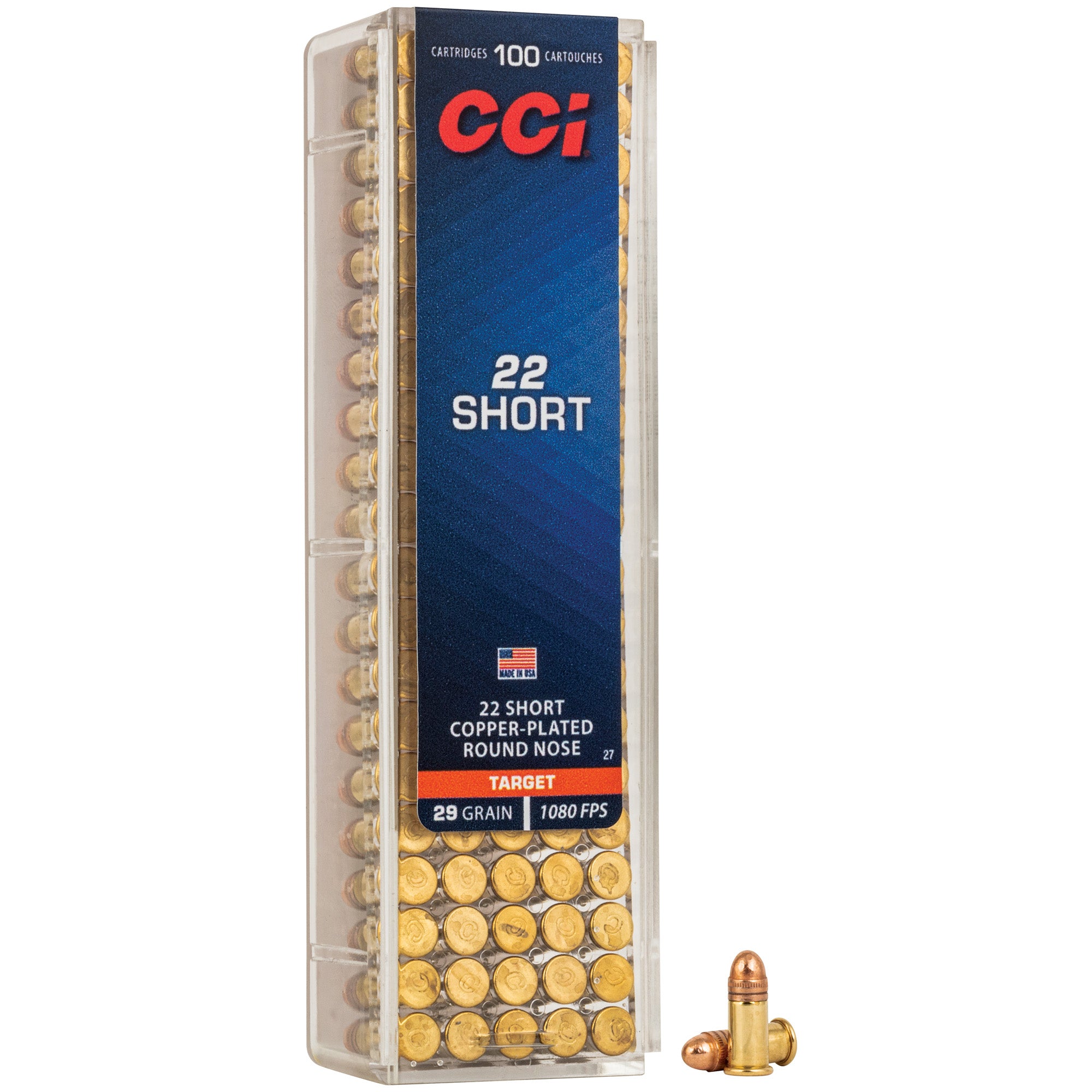 CCI Ammunition 22 Short High Velocity Copper Plated Round Nose – 100 Rounds