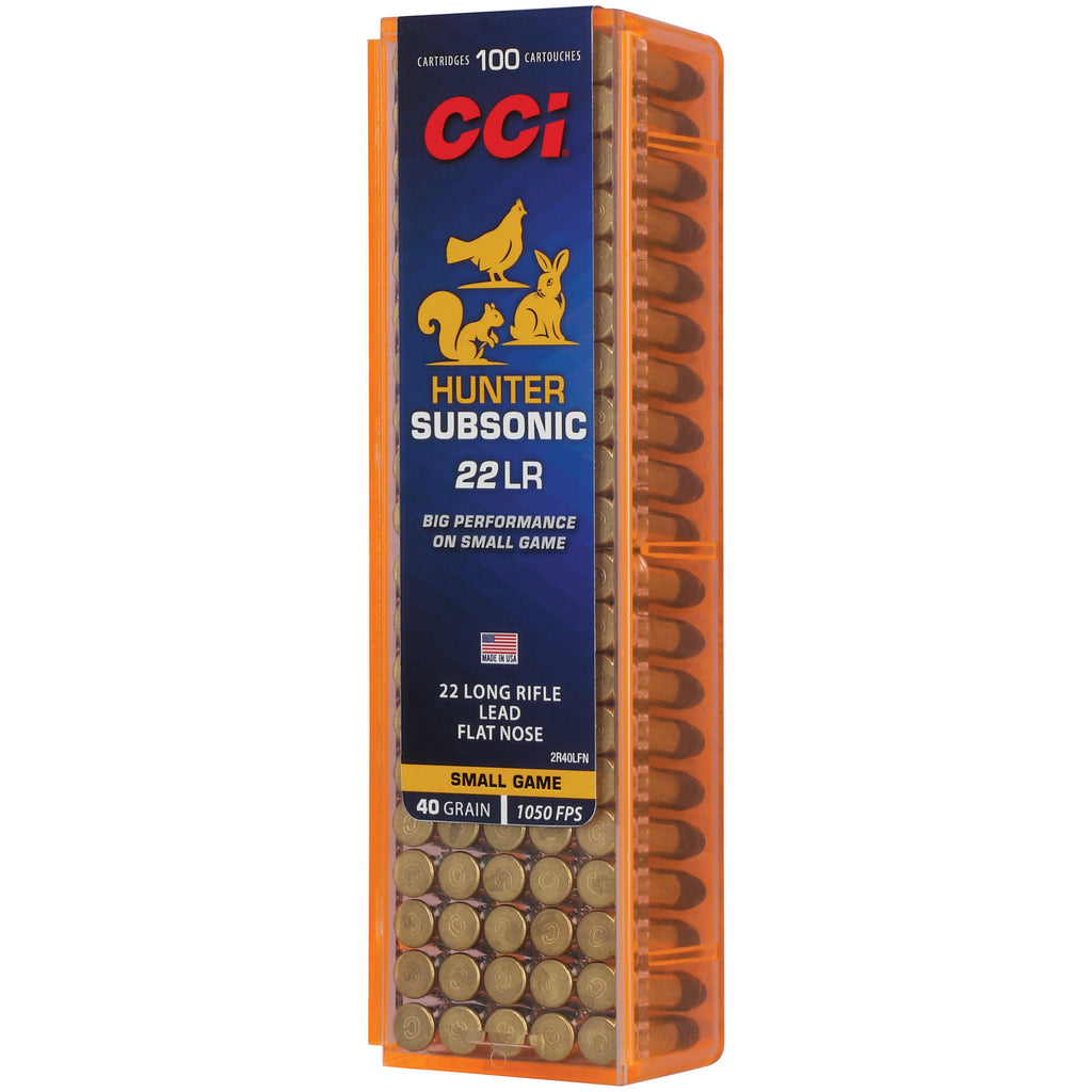 CCI Ammunition Hunter 22LR 40 Grain Subsonic Hollow Point Ammunition - Box of 100 Rounds