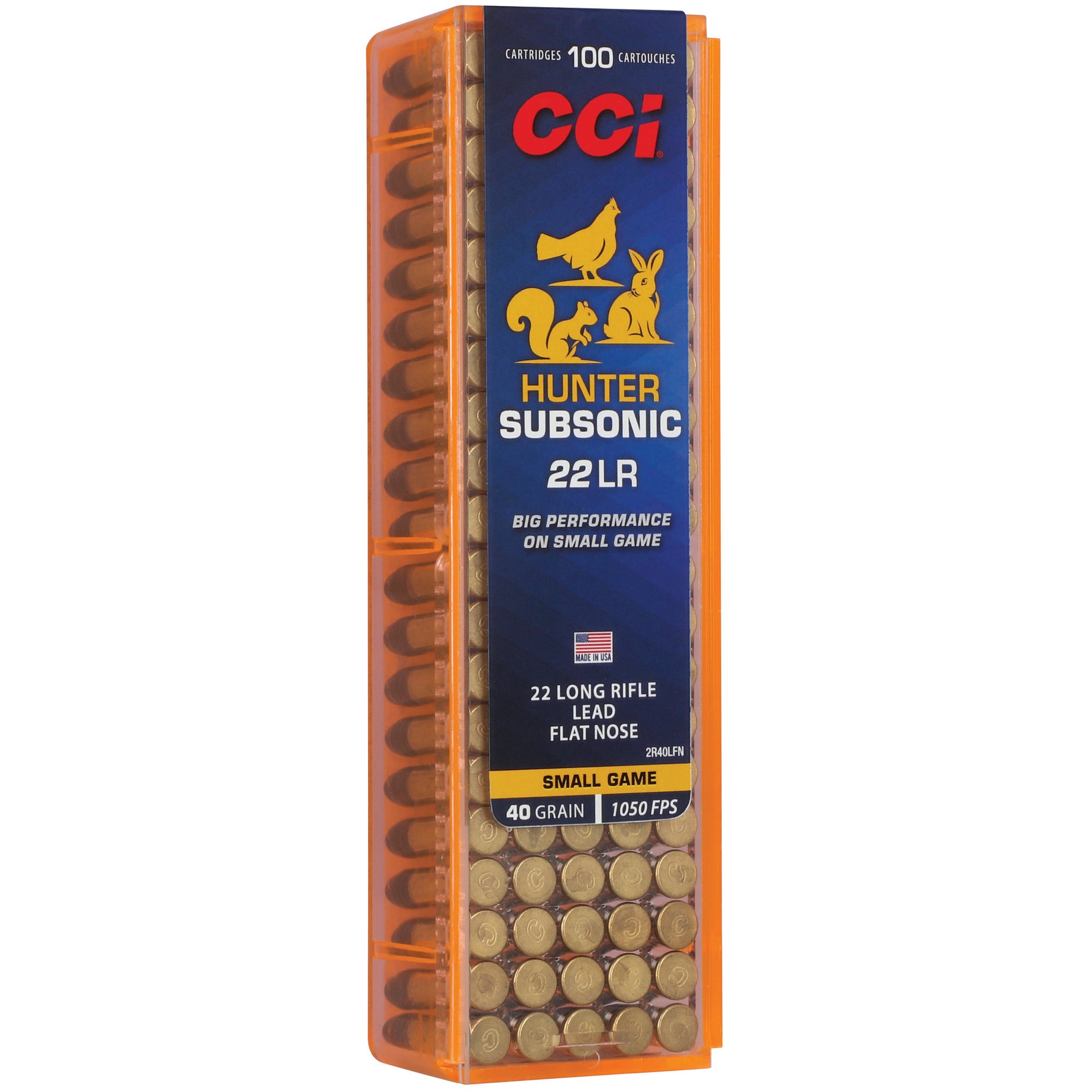 CCI Ammunition Hunter 22LR 40 Grain Subsonic Hollow Point Ammunition - Box of 100 Rounds