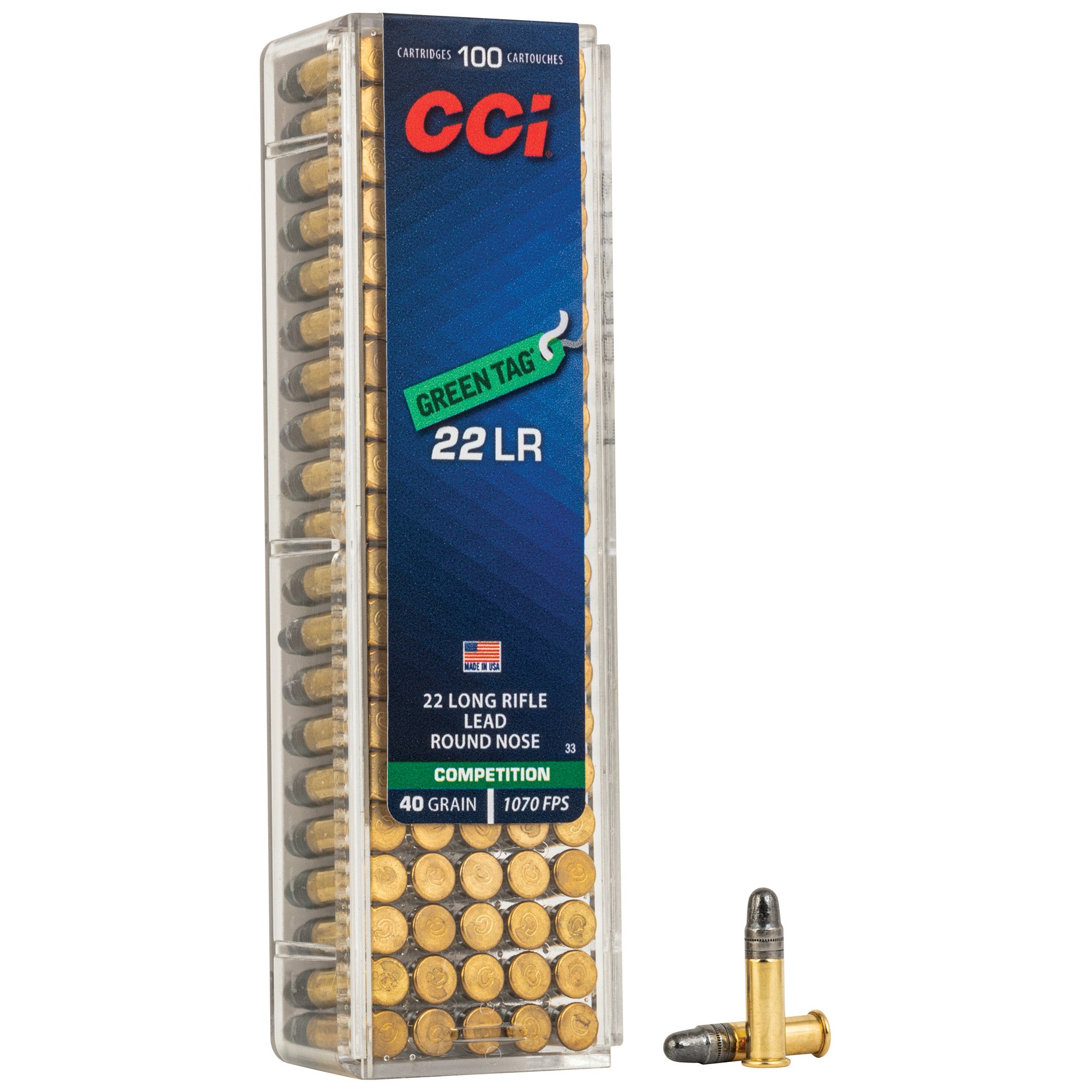 CCI Ammunition 22LR Competition Lead Round Nose - 40 Grain, Box of 100, Case of 5000