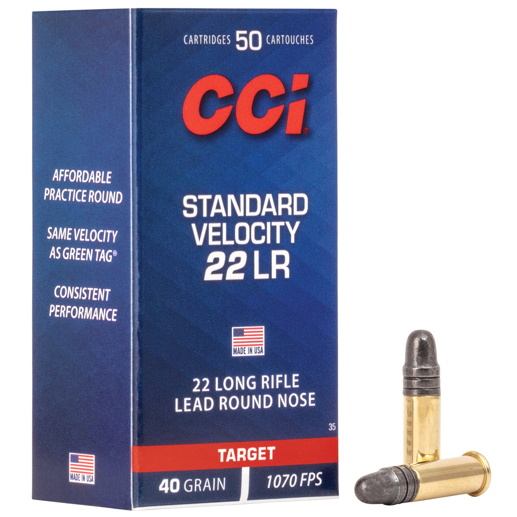 CCI Ammunition 22LR Standard Velocity Lead Round Nose - 40 Grain, 50 Rounds per Box