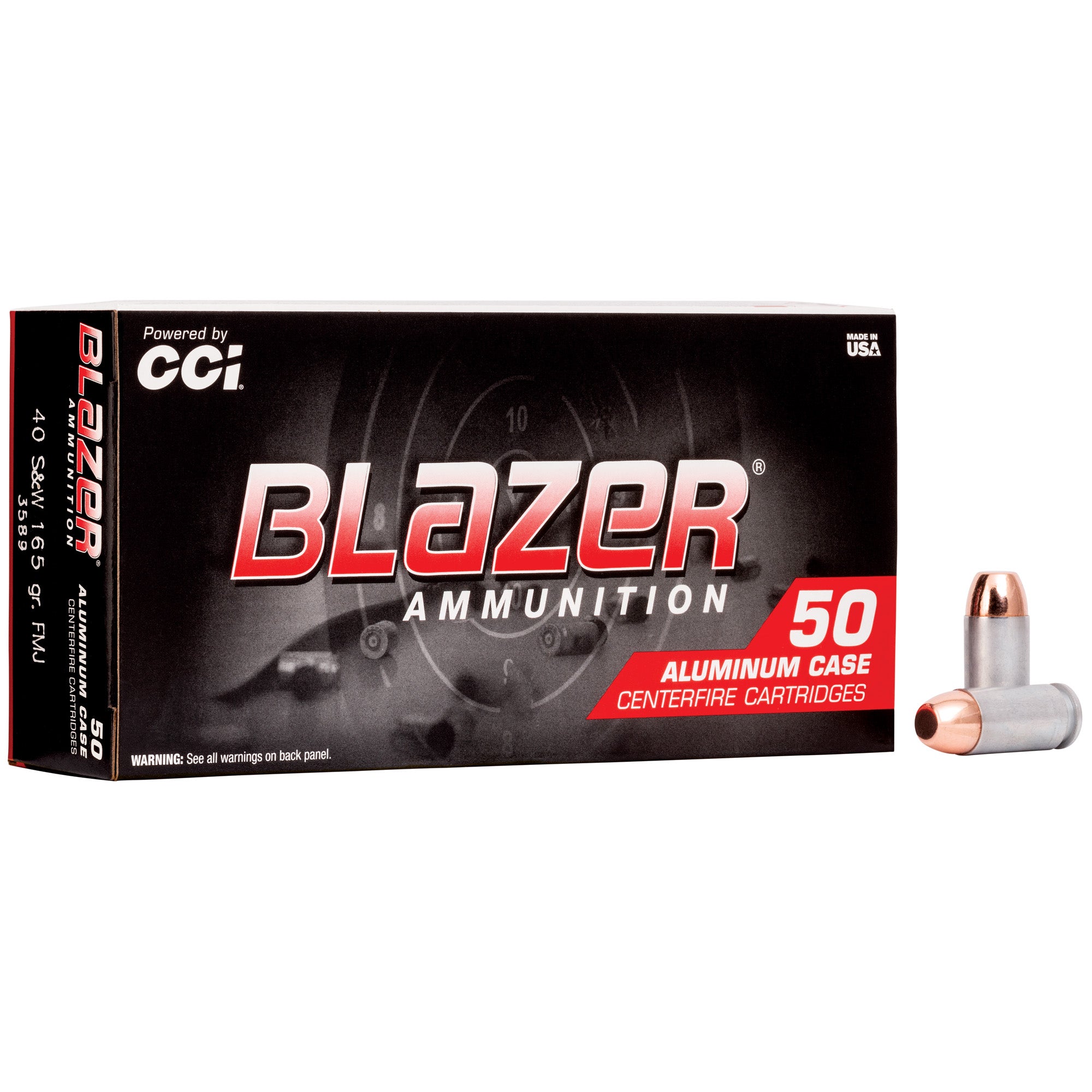 Blazer Ammunition 40 S&W 165 Grain Full Metal Jacket, 50 Rounds per Box