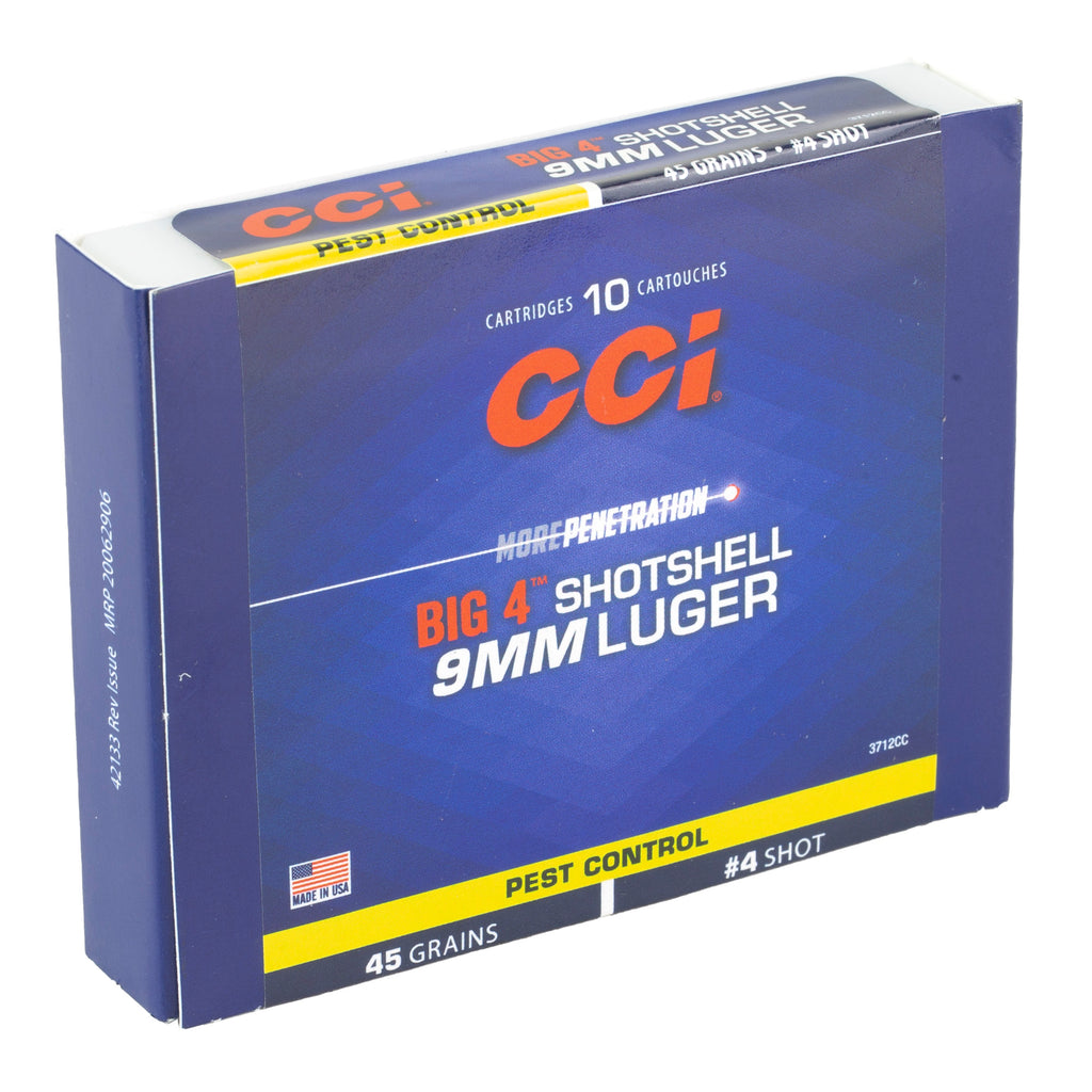 CCI Ammunition 9mm #4 Shotshell – 45 Grain, 10 Rounds Per Box
