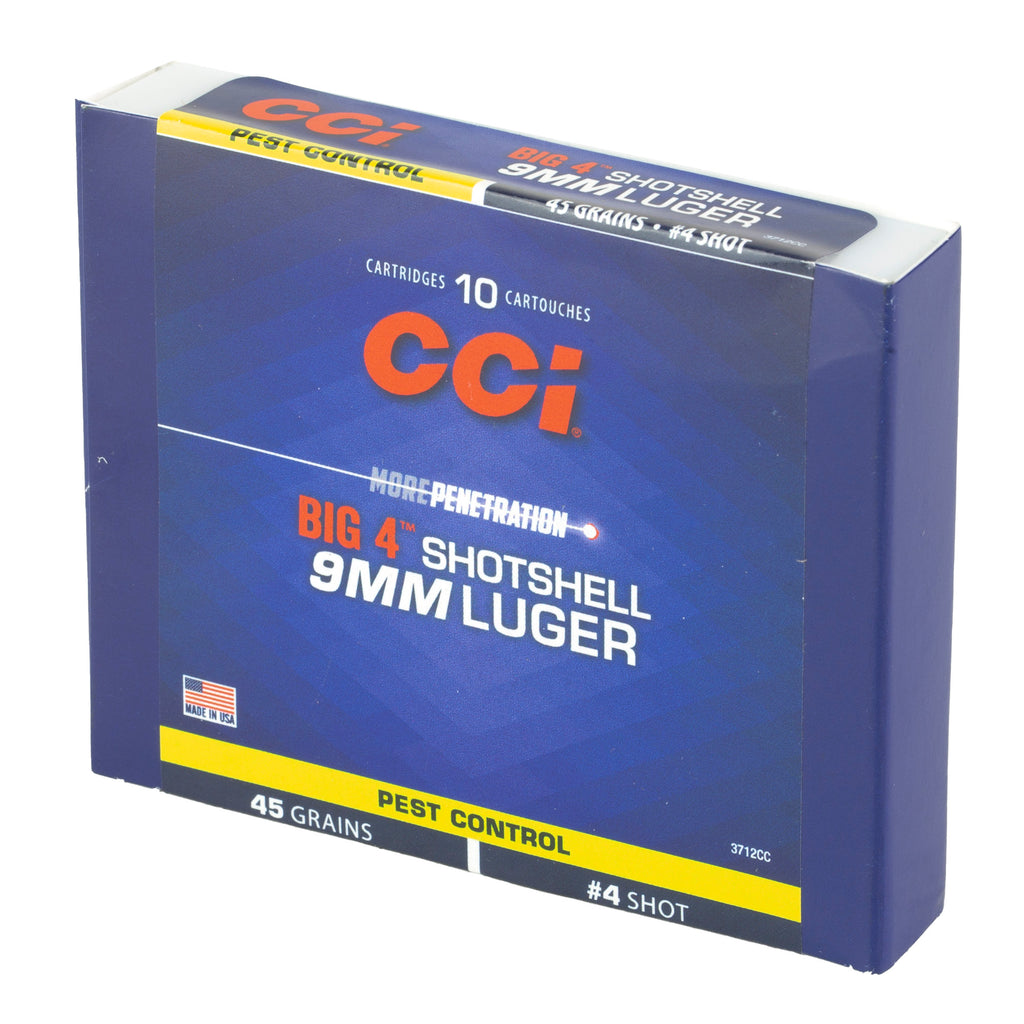 CCI Ammunition 9mm #4 Shotshell – 45 Grain, 10 Rounds Per Box