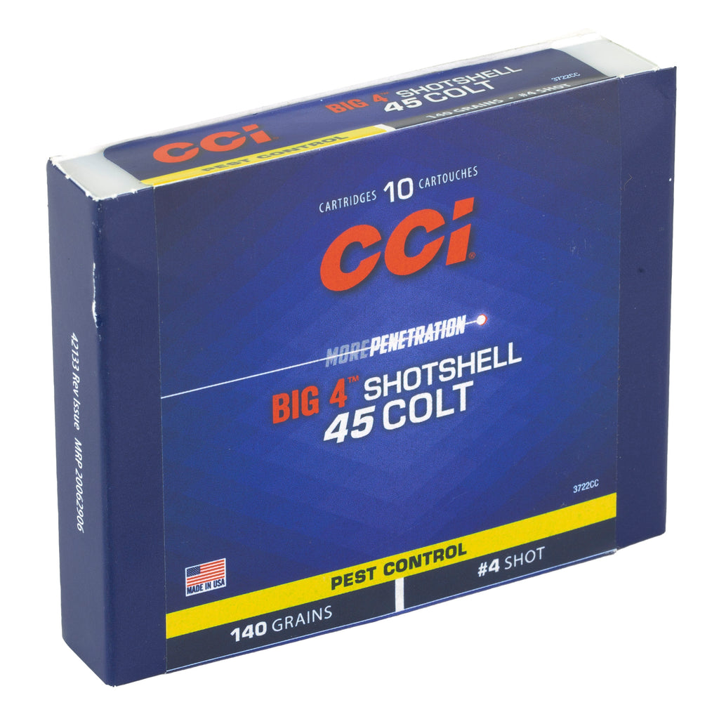 CCI Ammunition 3722CC Big 4 Shotshell for 45 Colt - 140 Grain No. 4 Lead Shot, 10 Rounds per Box