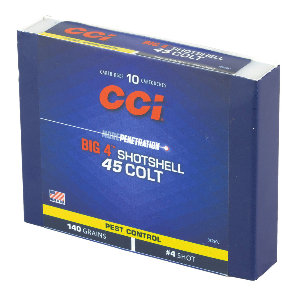 CCI Ammunition 3722CC Big 4 Shotshell for 45 Colt - 140 Grain No. 4 Lead Shot, 10 Rounds per Box