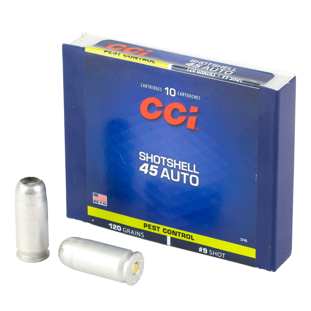 CCI Ammunition 45 ACP #9 Shotshell - 120 Grain, 10 Rounds per Box