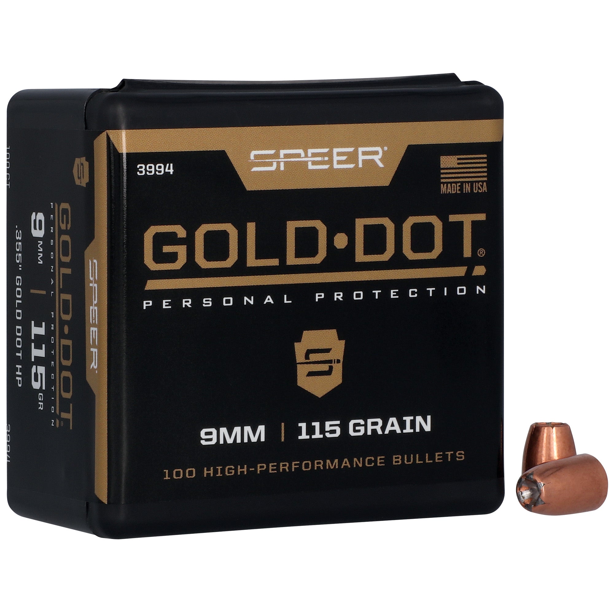 Speer Ammunition Gold Dot 9mm 115-Grain Hollow Point Ammo - Reliable Defensive Performance