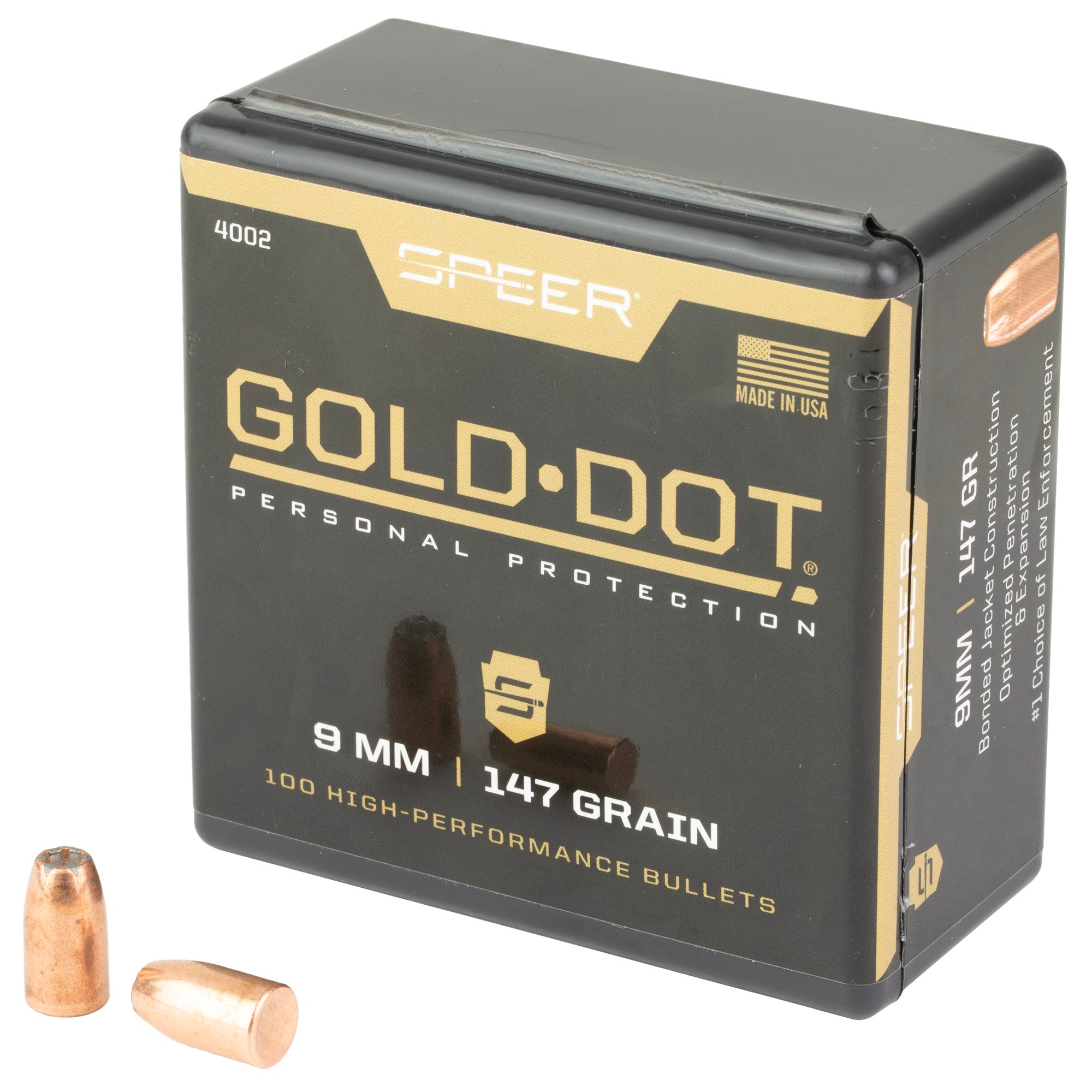 Speer Gold Dot 9mm 147 Grain Hollow Point Ammunition - Reliable Law Enforcement Performance
