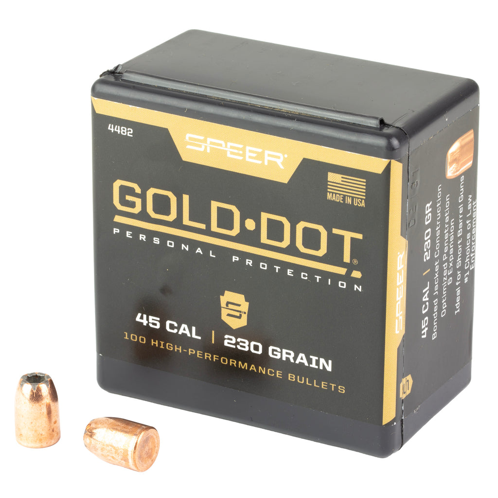 Speer Ammunition Gold Dot .45 Caliber 230-Grain Hollow Point Handloading Bullets - 100 Pack