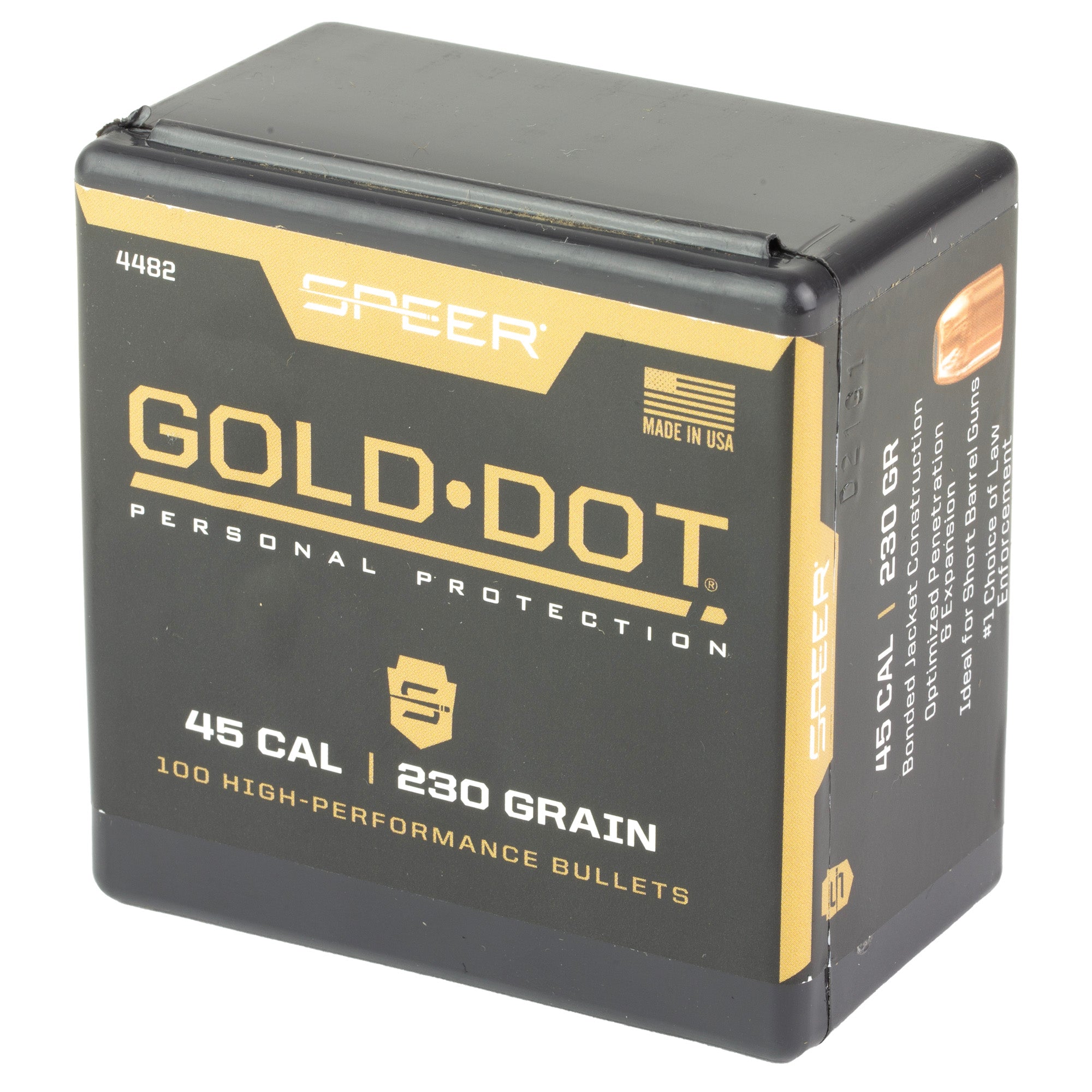 Speer Ammunition Gold Dot .45 Caliber 230-Grain Hollow Point Handloading Bullets - 100 Pack