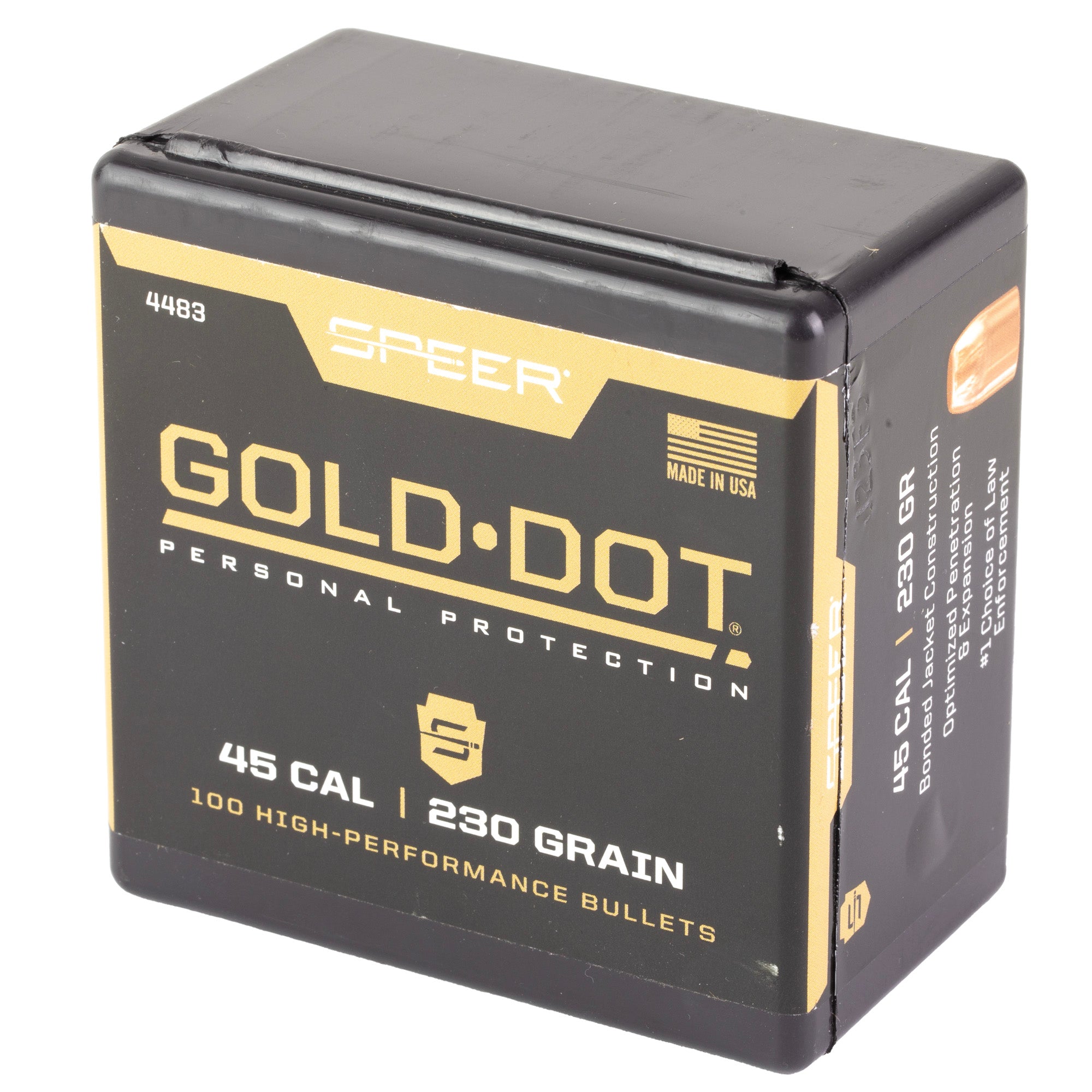 Speer Ammunition Gold Dot .45 Caliber 230 Grain Hollow Point Ammo - 100 Rounds