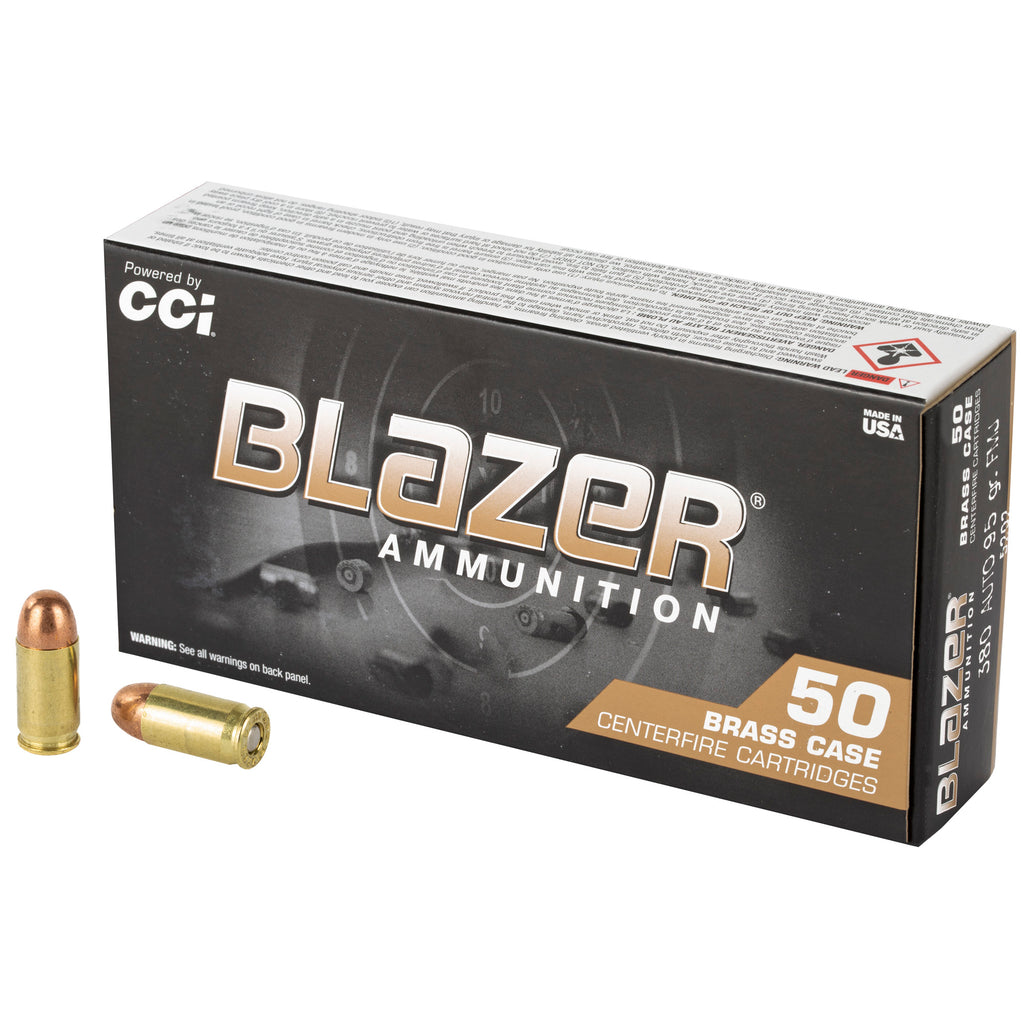 Blazer Ammunition BLAZER BRASS 380 ACP 95 Grain Full Metal Jacket (FMJ), 50 Rounds per Box