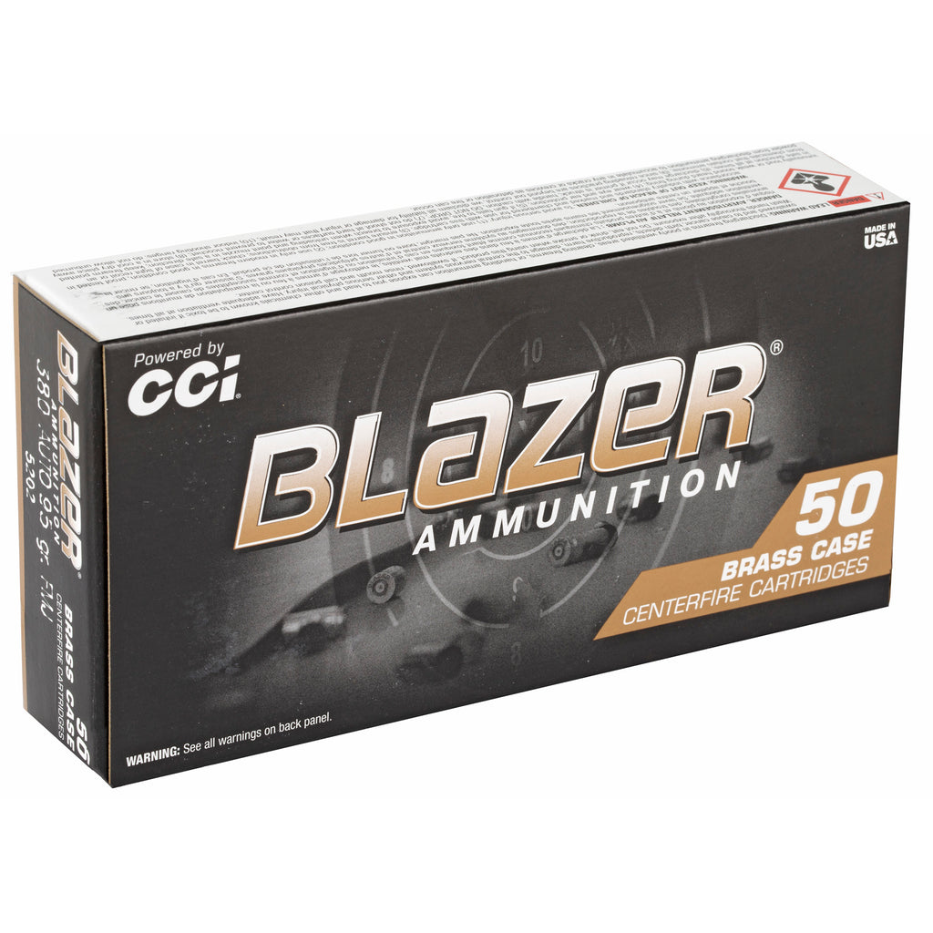 Blazer Ammunition BLAZER BRASS 380 ACP 95 Grain Full Metal Jacket (FMJ), 50 Rounds per Box