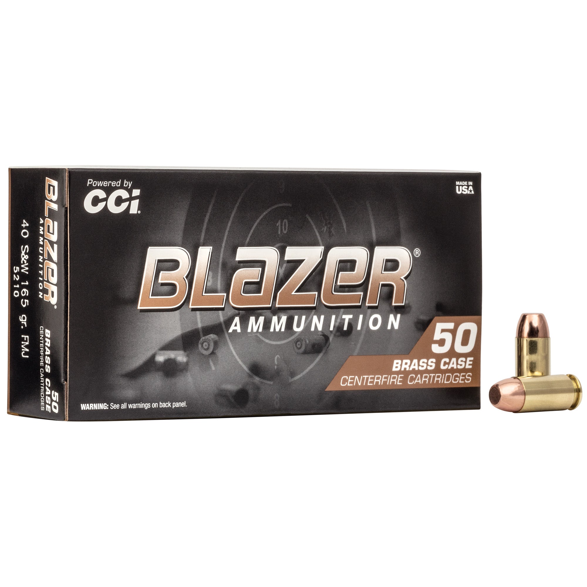 Blazer Ammunition BLAZER BRASS 40 S&W 165-Grain FMJ 50 Rounds