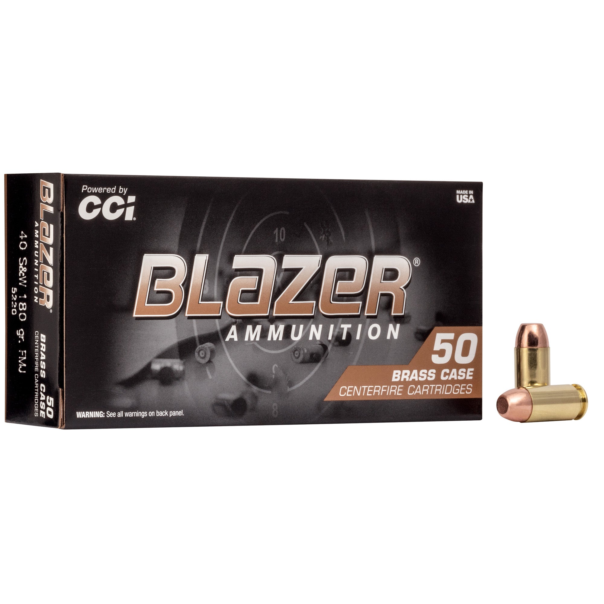 Blazer Brass 40 S&W 180-Grain FMJ Ammunition – Reliable Reloadable Full Metal Jacket Bullets