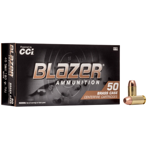 Blazer Ammunition Blazer Brass, .40 S&W, 180 Grain, Full Metal Jacket, 50 Round Box