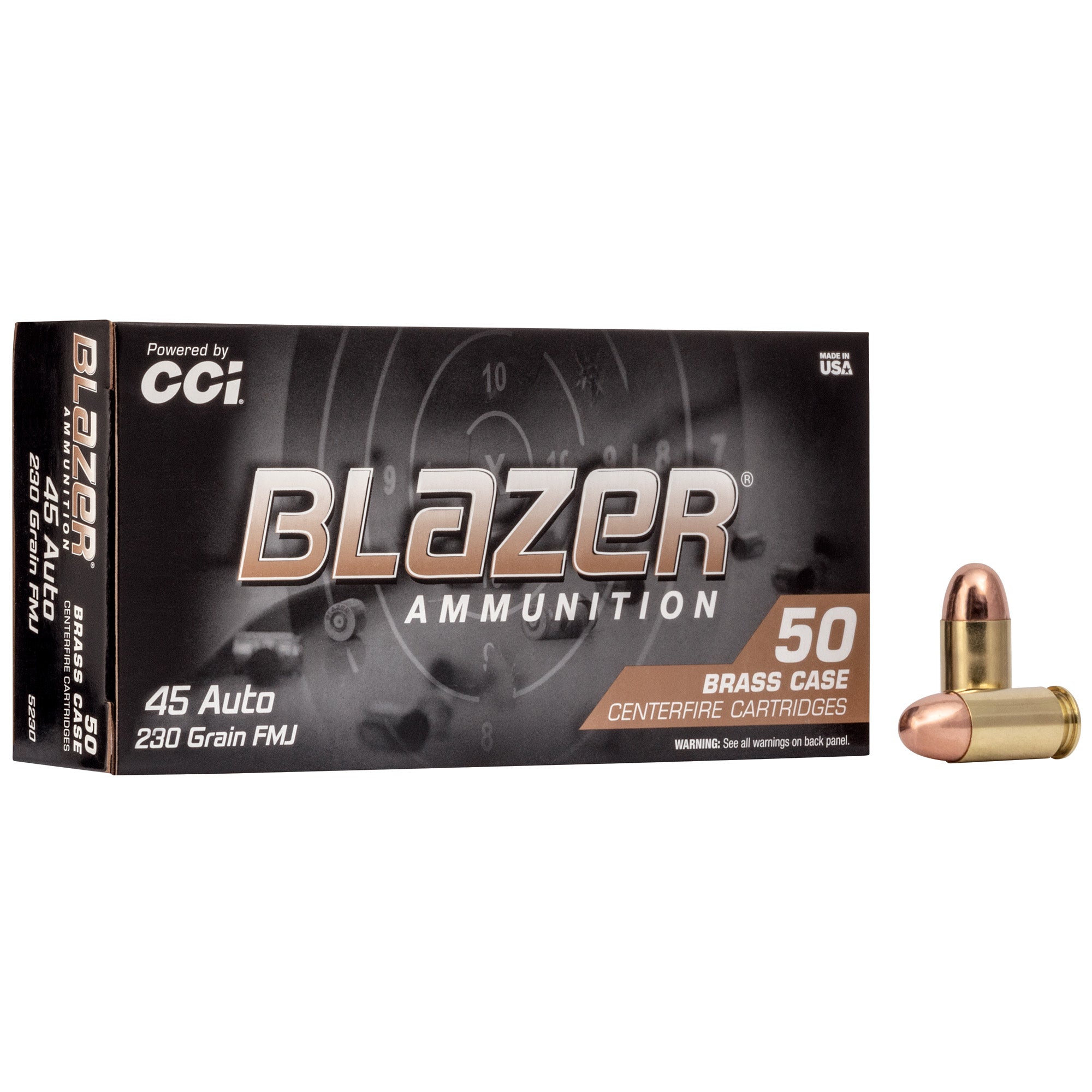 Blazer Ammunition BLAZER BRASS 45 ACP 230-Grain FMJ Ammunition - 50 Rounds per Box