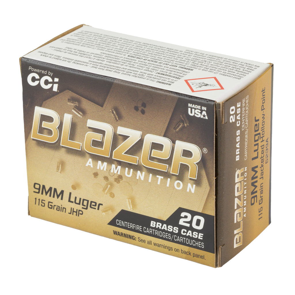 CCI Ammunition Blazer Brass 9mm 115-Grain Hollow Point - Reliable Self-Defense and Training rounds