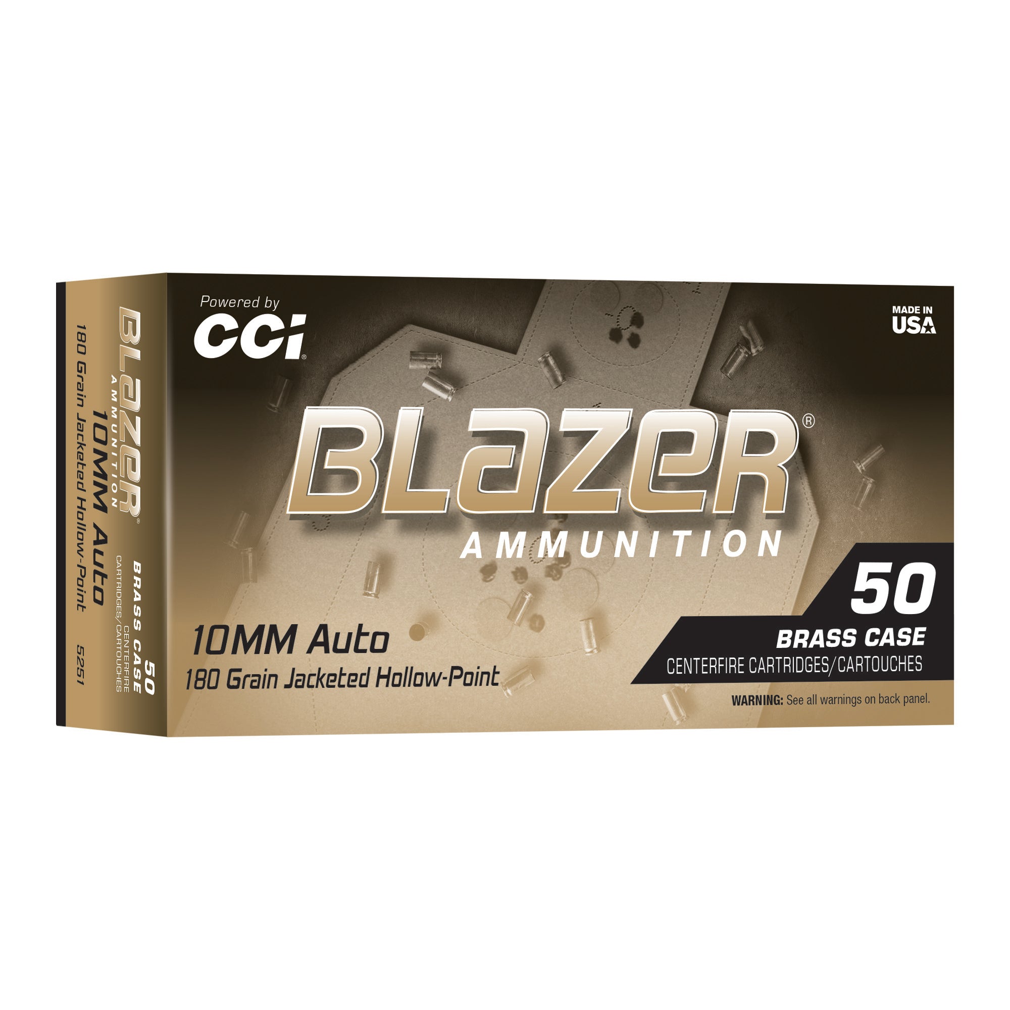 Blazer Ammunition Brass Hollow Point 10mm 180 Grain JHP - 50 Rounds per Box
