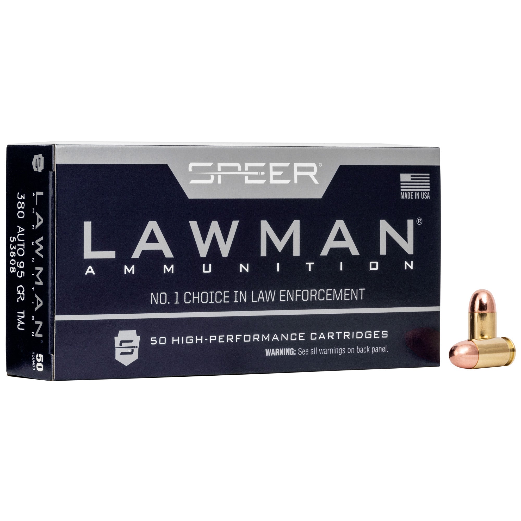 Speer Ammunition Lawman 380 ACP 95-Grain Total Metal Jacket (TMJ) – 50 Rounds per Box