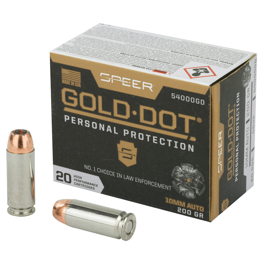 Speer Gold Dot 10mm 200 Grain Hollow Point Ammunition - Reliable Self-Defense Choice