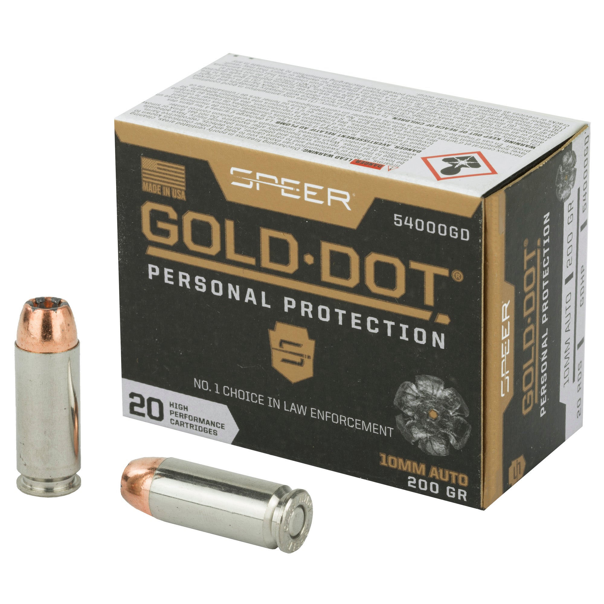 Speer Gold Dot 10mm 200 Grain Hollow Point Ammunition - Reliable Self-Defense Choice