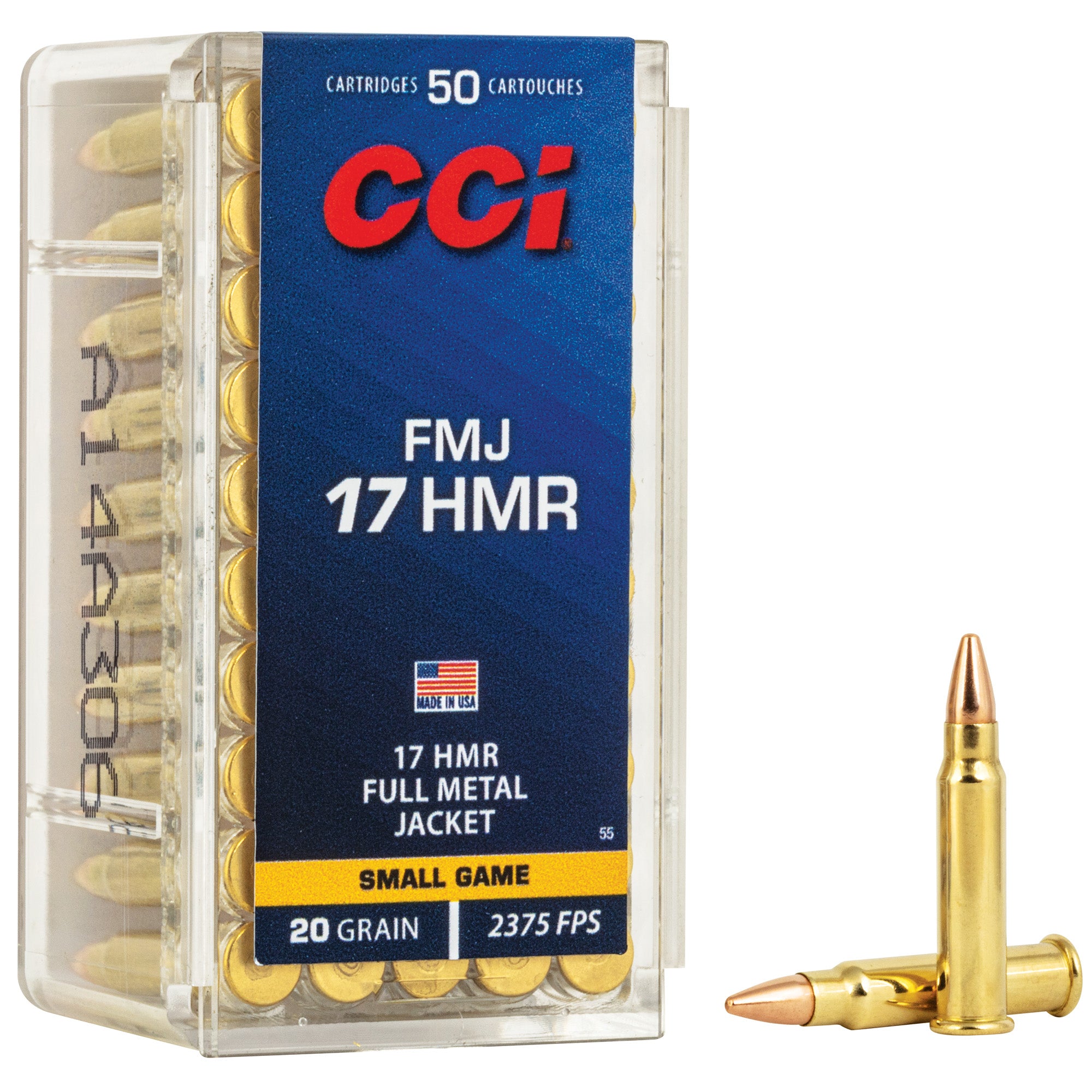CCI Ammunition 17 HMR 20 Grain FMJ Hunting Ammo - 50 Rounds