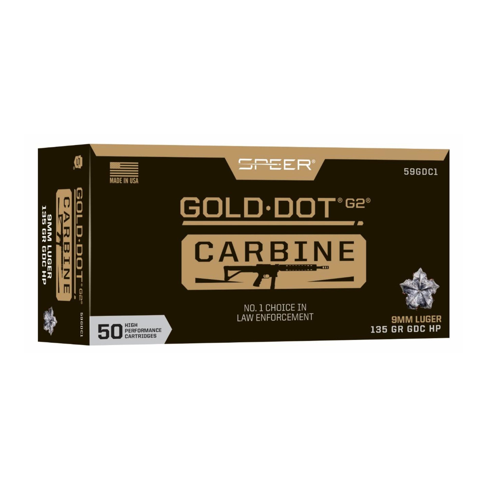 Speer Gold Dot 9mm Luger 135-Grain Hollow Point Ammunition (50 Rounds)