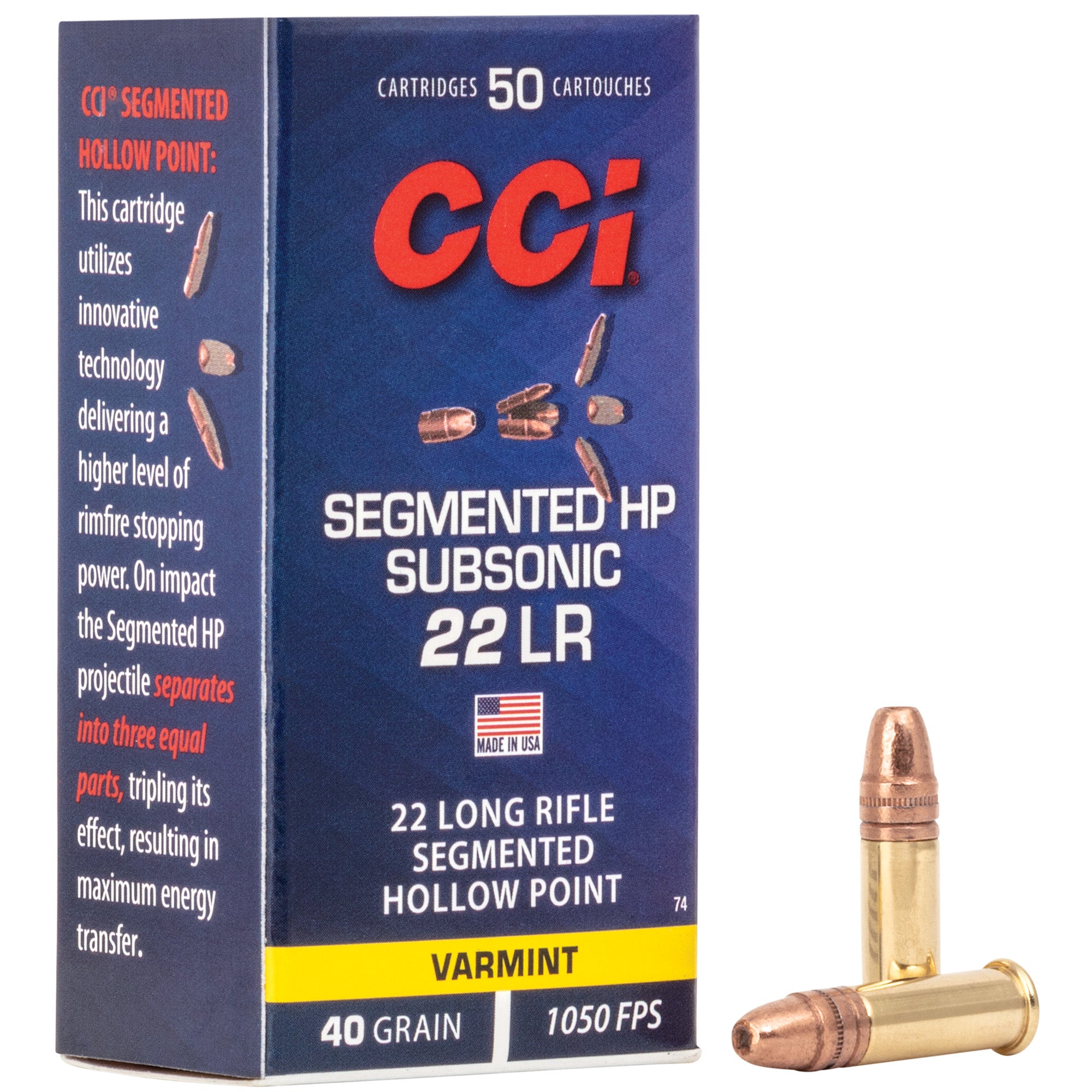CCI Ammunition 22LR 40 Grain Varmint Semi-Auto Hollow Point (SHP) - 50 Rounds